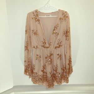 Reverse - Tan low cut dress - Size L